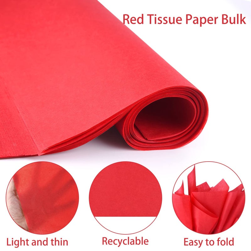 AORZIT Red Tissue Paper 80 Sheets Wrapping Tissue Paper Bulk  AORZIT14x20 Inch Tissue Paper for Gift Bag Wrapping DIY Arts Crafts Shredded Filler Birthday Graduation - Image 4